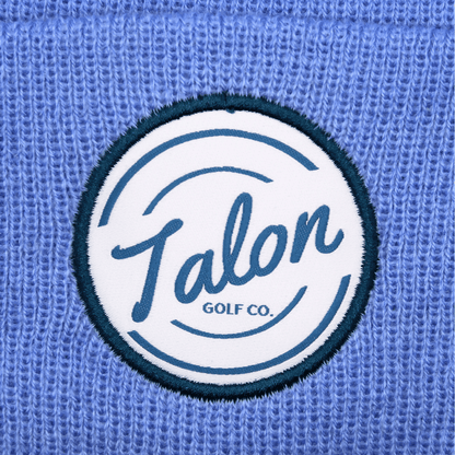 Blue Knit Beanie w/ White Talon Circle Logo - WILKYs