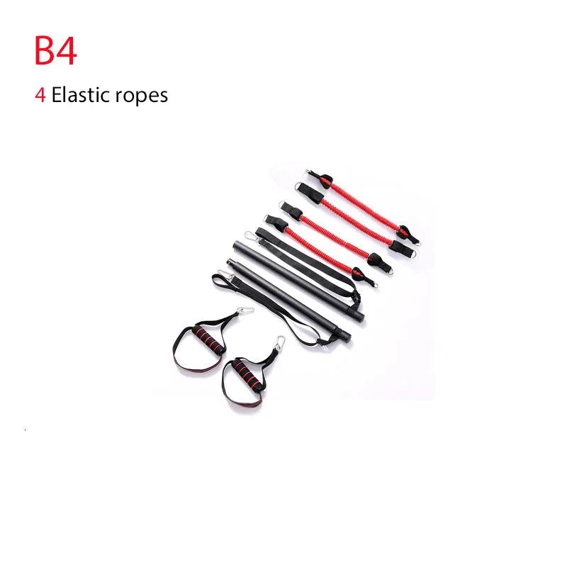 Body Workout Trainer Bar with Resistance Bands Rubber Buckles - WILKYs