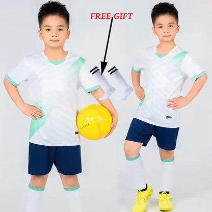 Boys Football Jersey tracksuit Child Soccer Sports Uniforms Kids Play Ball Sportswear Kits vest children's football suit Socks 1 - WILKYs