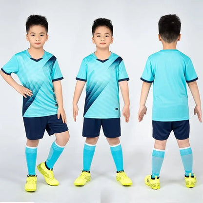 Boys Football Jersey tracksuit Child Soccer Sports Uniforms Kids Play Ball Sportswear Kits vest children's football suit Socks 1 - WILKYs