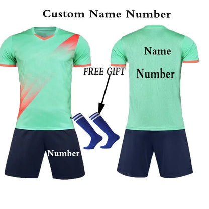 Boys Football Jersey tracksuit Child Soccer Sports Uniforms Kids Play Ball Sportswear Kits vest children's football suit Socks 1 - WILKYs