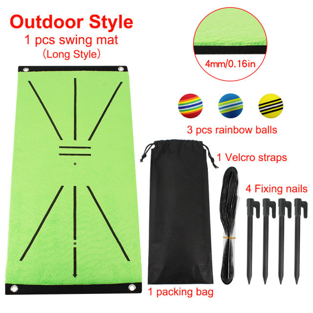 WILKYsGolf MatGolf Swing MatLooking to perfect your golf swing? The Golf Swing Mat is just what you need! This mat is 11.8“ x 23.6”, making it the perfect size for indoor use. The mat has a bat