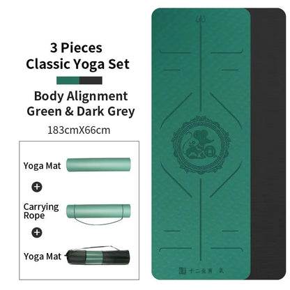 WILKYs0Zodiac Tpe Yoga Mat Widened Female Fitness Mat
 Product information:


 Material: TPE
 
 Thickness: 6/8 (mm)
 
 Product Category: Yoga Mat
 
 Specifications: 6MM, 8MM (cm)
 
 Pattern: Asana guide line


 


 Pac