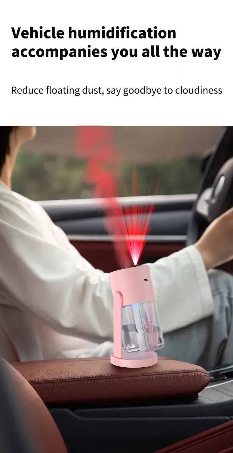 Car Air Humidifier with Starry Sky Lights Mini Aromatherapy Essential Oil Ultrasonic Diffuser Color Night Light Humidifier - WILKYs