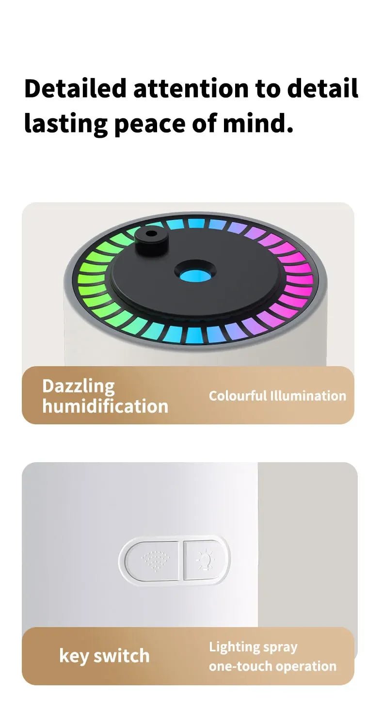 Car Air Humidifier with Starry Sky Lights Mini Aromatherapy Essential Oil Ultrasonic Diffuser Color Night Light Humidifier - WILKYs