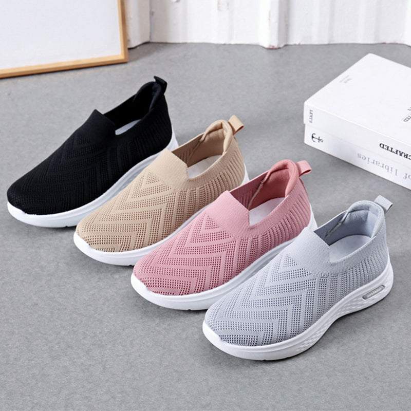Casual Mesh Shoes Sock Slip On Flat Shoes For Women Sneakers Casual Soft Sole Walking Sports Shoe - WILKYs