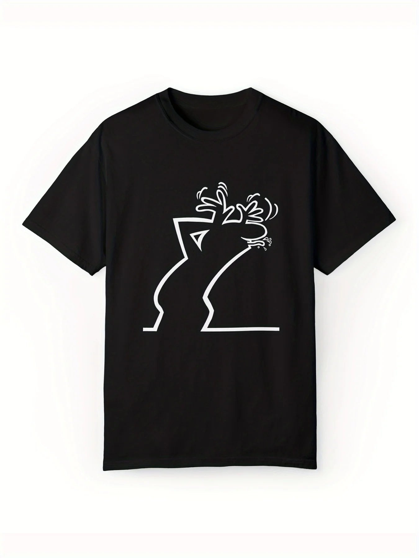 Casual Outings | Men's Casual Cotton T-Shirt with Cartoon Animal Print – Short Sleeve, Crew Neck - WILKYs