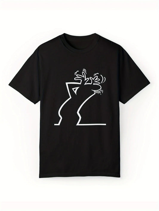 Casual Outings | Men's Casual Cotton T-Shirt with Cartoon Animal Print – Short Sleeve, Crew Neck - WILKYs