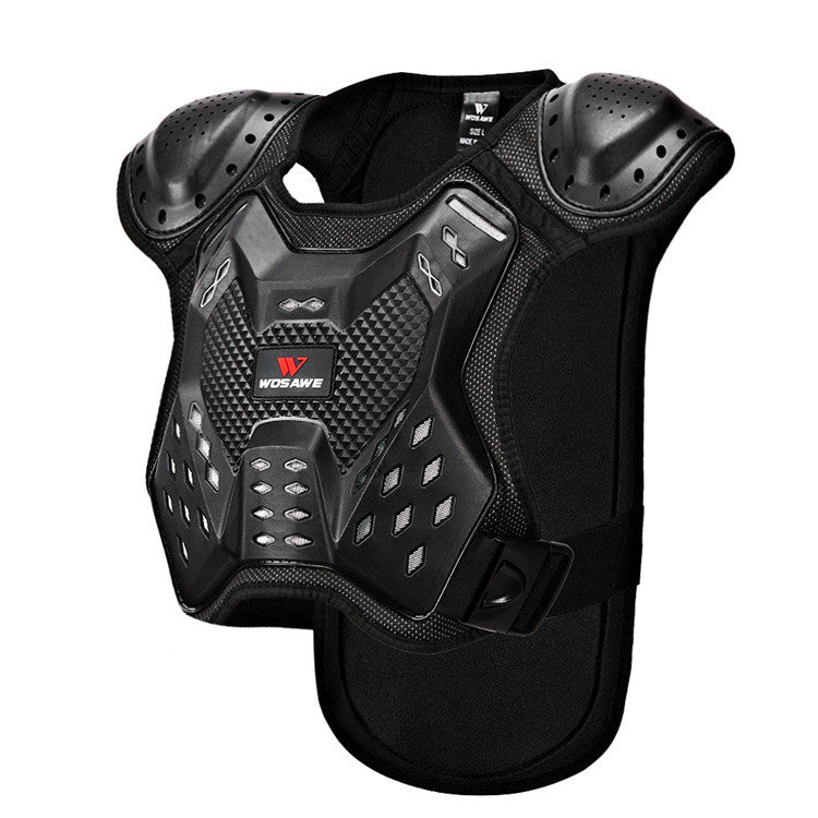 WILKYs0Chest Protection, Spine Protection, Night Armor, Sports Protective Gea
 
 Product Information:
 
 
 Protected parts: front chest and back
 
 Applicable sports: protective gear
 
 Colour: Black
 
 Material: shock-absorbing material EVA,