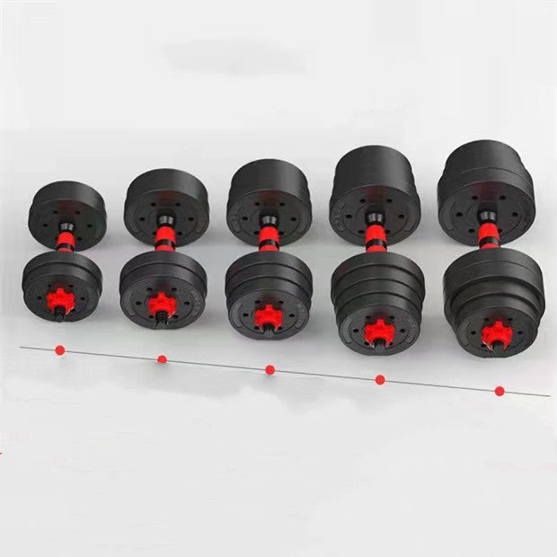 WILKYs0Household Multi-specification Adjustable Dumbbell Disassembly Barbell
 Product Information：
 


 Material: PE
 
 Specification: 25 (cm)
 
 Applicable scenarios: running sports, fitness equipment, health massage
 
 Weight: 10kg pair of