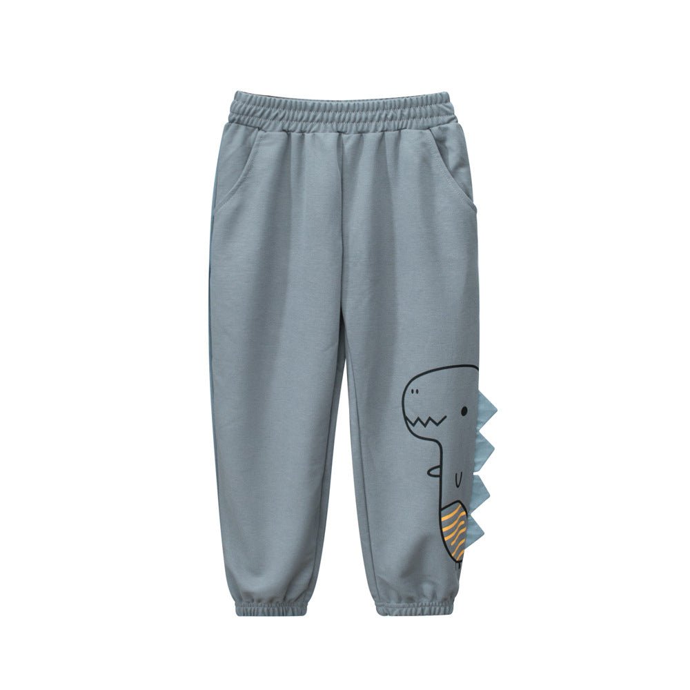 Children Boys Dinosaur Cartoon Sports Trousers With Pockets - WILKYs