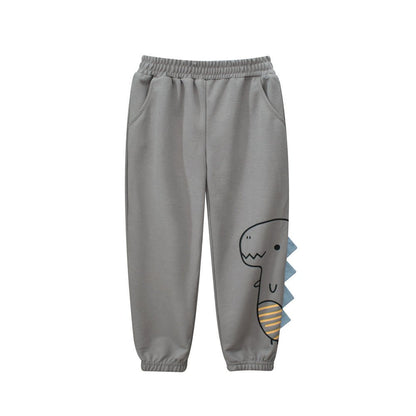 Children Boys Dinosaur Cartoon Sports Trousers With Pockets - WILKYs