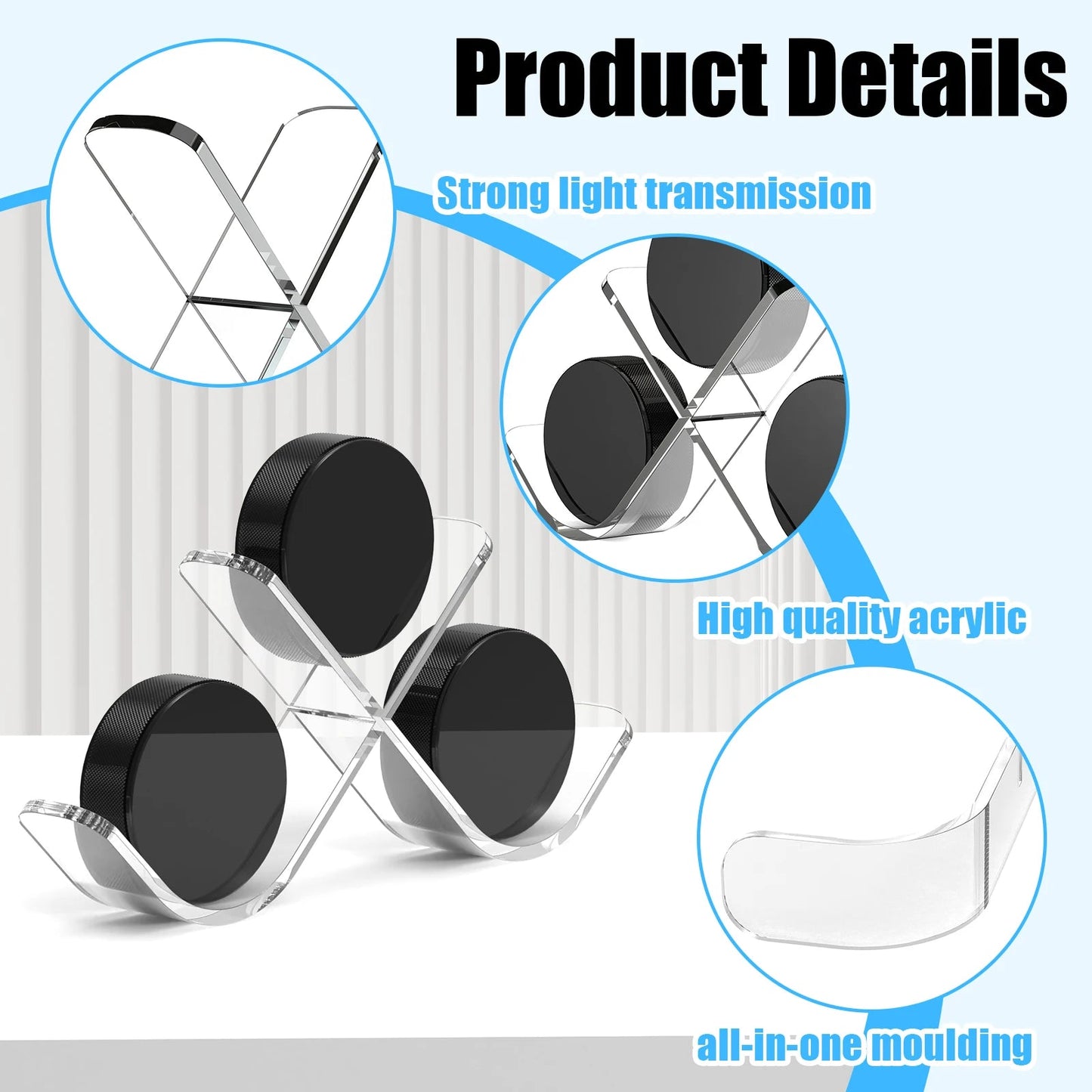 Clear Hockey Puck Display Case Acrylic Hockey Puck Display Stand Sports for 3 Pucks Hockey Puck Holder Storage Decoration Gift - WILKYs