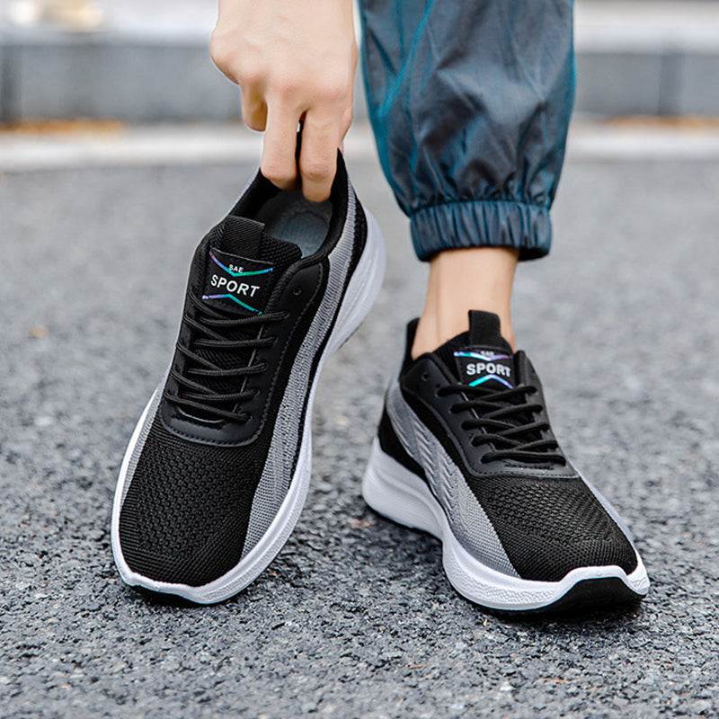 Color - blocked Mesh Sneakers Men Breathable Comfortable Casual Fashion Lace Up Wear - resistant Walking Running Sports Shoes - WILKYs