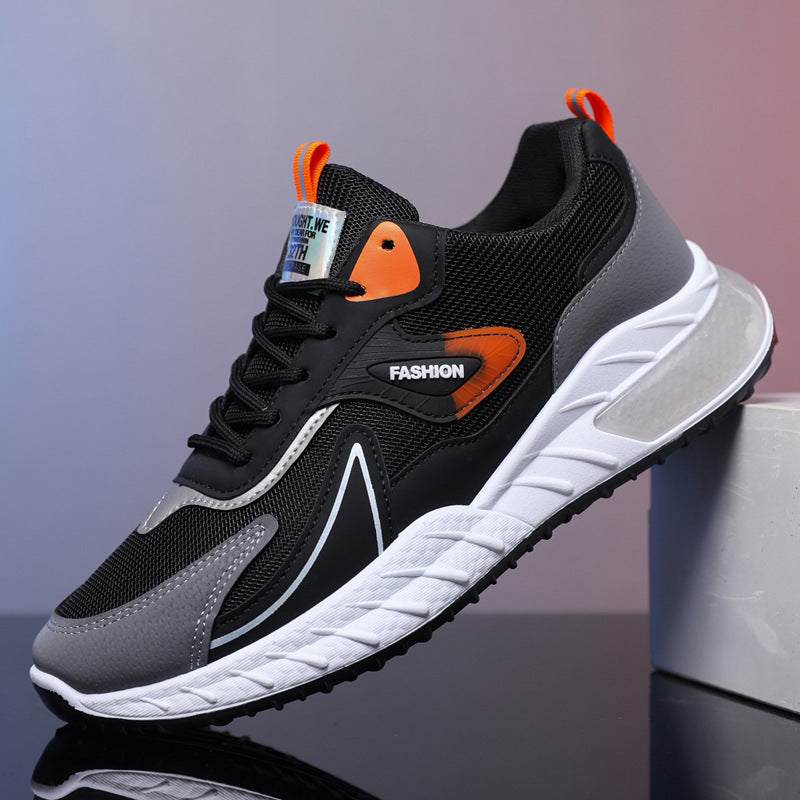 Color - blocked Sneakers Fashion Breathable Lace Up Mesh Sports Shoes For Men Casual Outdoor Running Walking Shoes - WILKYs