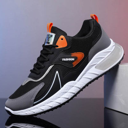 Color - blocked Sneakers Fashion Breathable Lace Up Mesh Sports Shoes For Men Casual Outdoor Running Walking Shoes - WILKYs