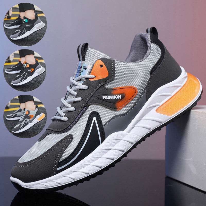Color - blocked Sneakers Fashion Breathable Lace Up Mesh Sports Shoes For Men Casual Outdoor Running Walking Shoes - WILKYs