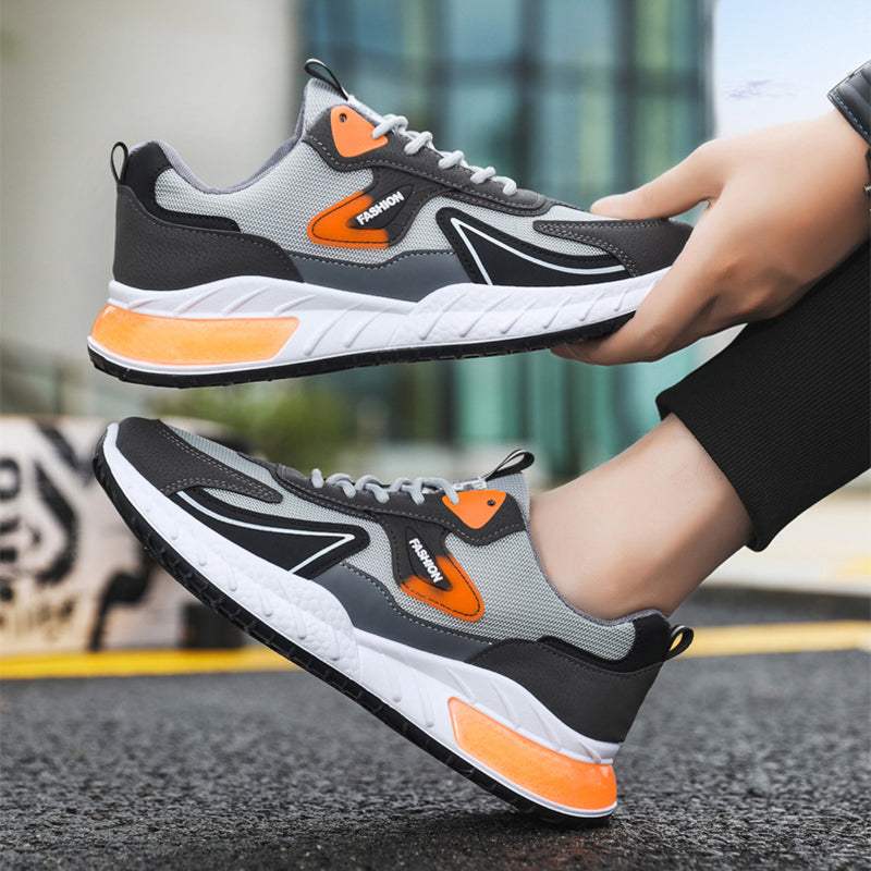 Color - blocked Sneakers Fashion Breathable Lace Up Mesh Sports Shoes For Men Casual Outdoor Running Walking Shoes - WILKYs