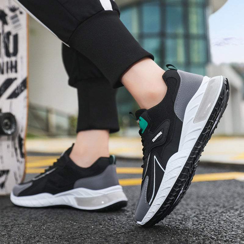 Color - blocked Sneakers Fashion Breathable Lace Up Mesh Sports Shoes For Men Casual Outdoor Running Walking Shoes - WILKYs