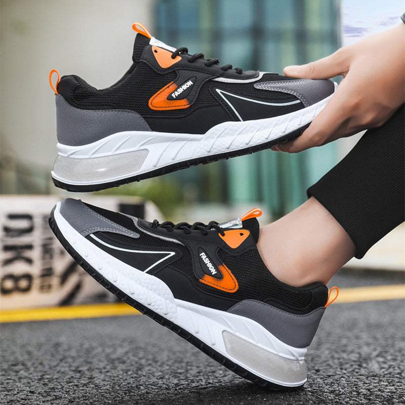 Color - blocked Sneakers Fashion Breathable Lace Up Mesh Sports Shoes For Men Casual Outdoor Running Walking Shoes - WILKYs