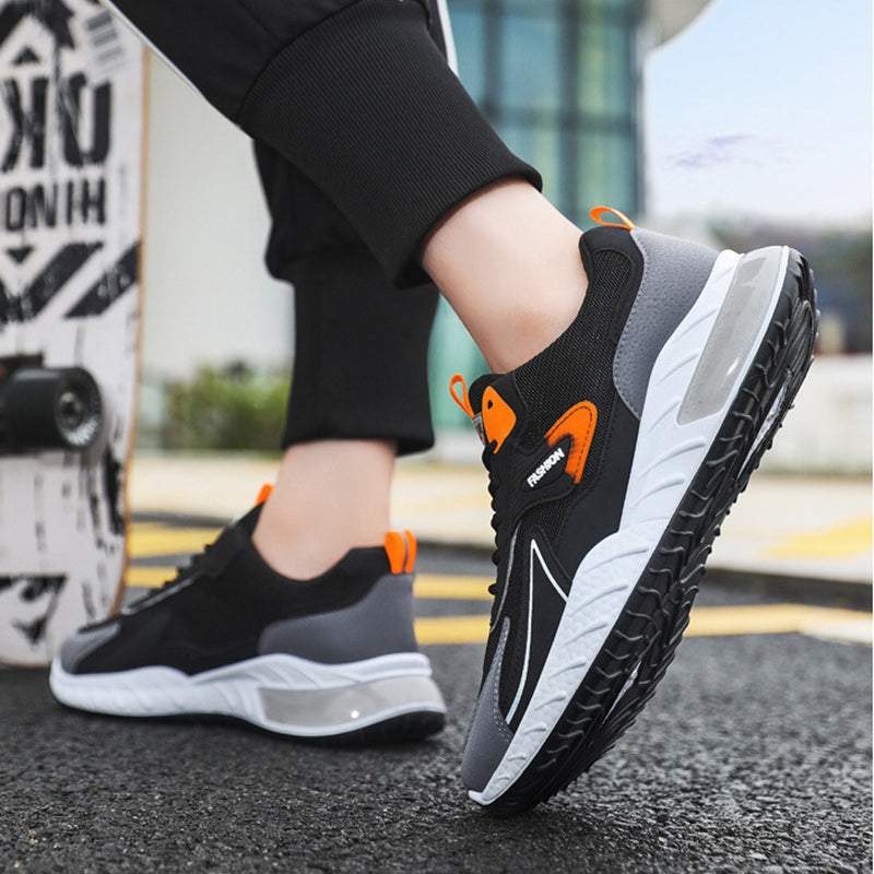Color - blocked Sneakers Fashion Breathable Lace Up Mesh Sports Shoes For Men Casual Outdoor Running Walking Shoes - WILKYs