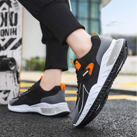 Color - blocked Sneakers Fashion Breathable Lace Up Mesh Sports Shoes For Men Casual Outdoor Running Walking Shoes - WILKYs