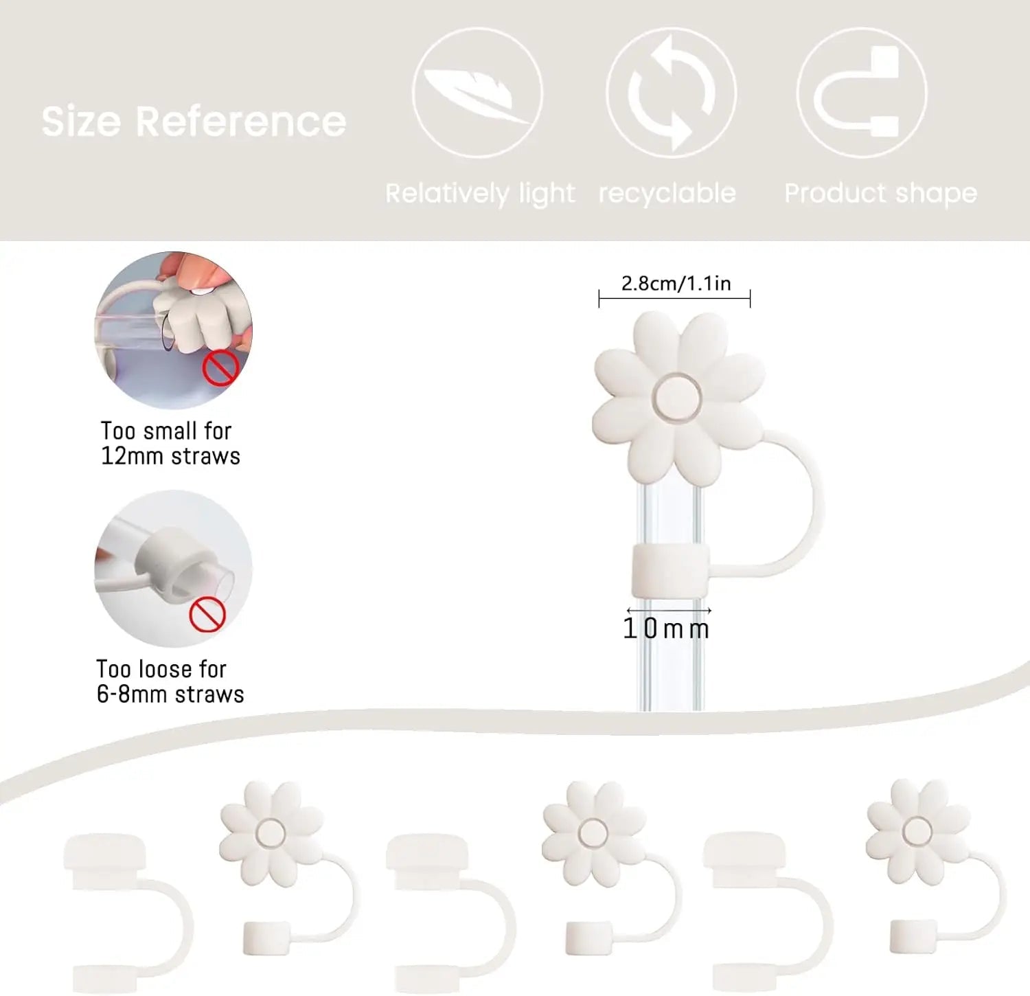 Cup Accessories for Stanley Set of 9, 2 Straw and Brush and 1 Flower Charm Chain 3 Spill Proof Stopper Flowers Straw Cover Boot - WILKYs