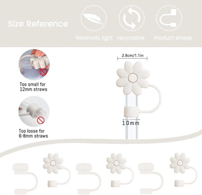 Cup Accessories for Stanley Set of 9, 2 Straw and Brush and 1 Flower Charm Chain 3 Spill Proof Stopper Flowers Straw Cover Boot - WILKYs