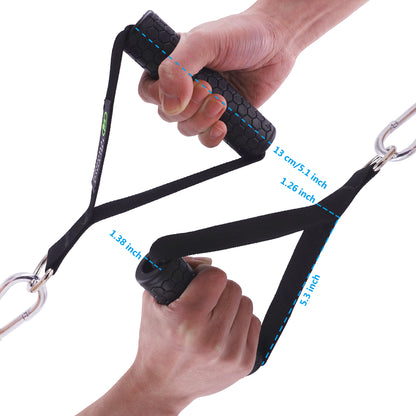 WILKYs0Gym Resistance Bands Handles Anti-slip Grip Strong
 Product information:


 Handle:TPE
 
 Tube length 13cm/5.1inch
 
 Tube diameter 3.5cm/1.38inch
 
 Webbing length 20cm/7.87inch
 
 Gourd hook length 7cm/2.75inch
 
