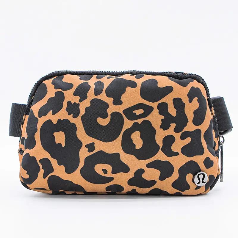 Leopard print crossbody backpack for yoga and fitness sports.