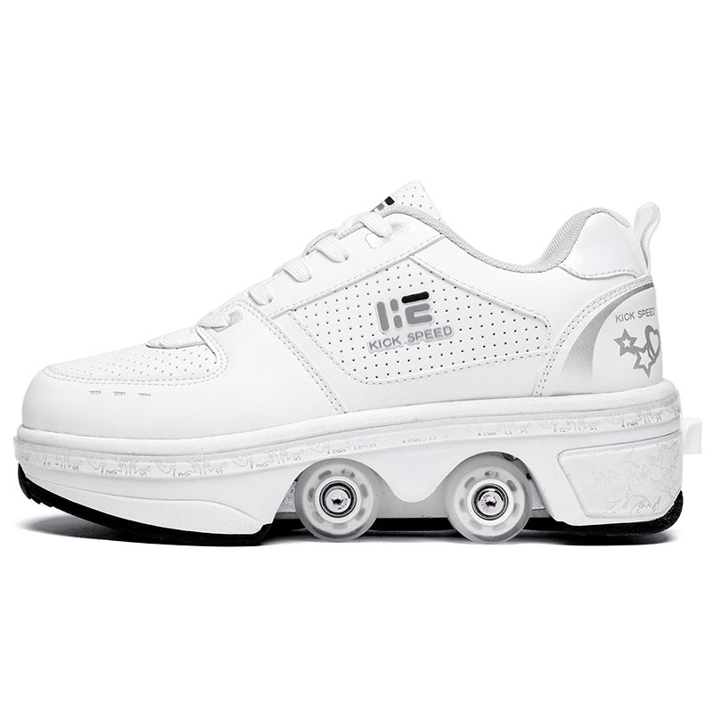 WILKYs0Good Product Dual-purpose Roller Skates, Deformed Shoes, Double Row Ro
 Overview:
 
 Unique design, stylish and beautiful.
 
 Good material, comfortable feet.
 
 A variety of colors, any choice.
 
 
 Specification:
 
 Fashion element:
