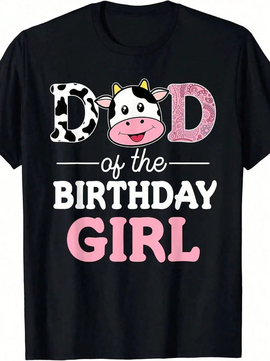 Dad Of The Birthday Girl Shirt Farm Cow Daddy Papa 1st T-Shirt - WILKYs