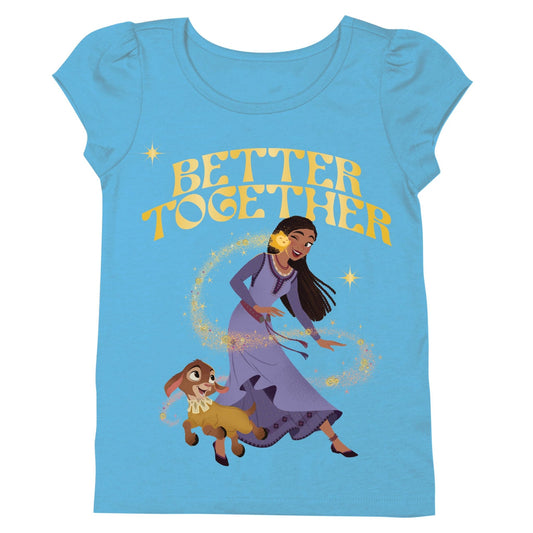 Disney Girls Wish Movie Asha Star & Valentino Short Sleeve T-Shirt-Sizes 2-16 Turquoise - WILKYs