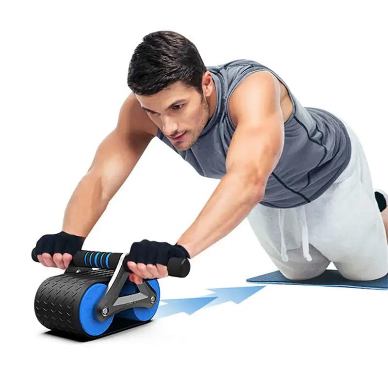 Double Wheel Abdominal Exerciser Women Men Automatic Rebound Ab Wheel Roller Waist Trainer Gym Sports Home Exercise Devices - WILKYs