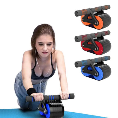 Double Wheel Abdominal Exerciser Women Men Automatic Rebound Ab Wheel Roller Waist Trainer Gym Sports Home Exercise Devices - WILKYs