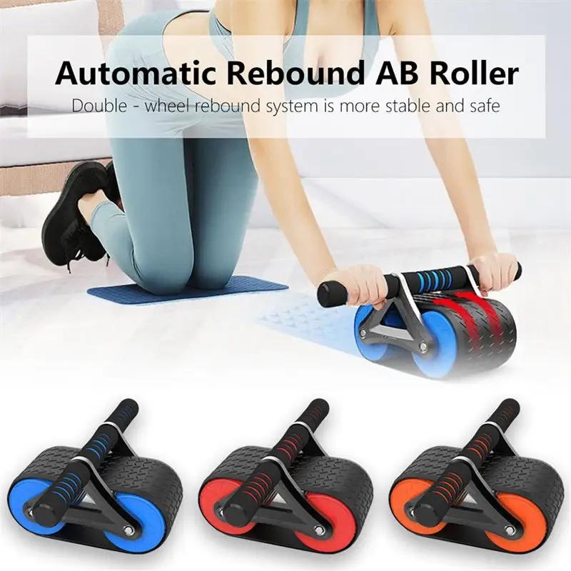 Double Wheel Abdominal Exerciser Women Men Automatic Rebound Ab Wheel Roller Waist Trainer Gym Sports Home Exercise Devices - WILKYs