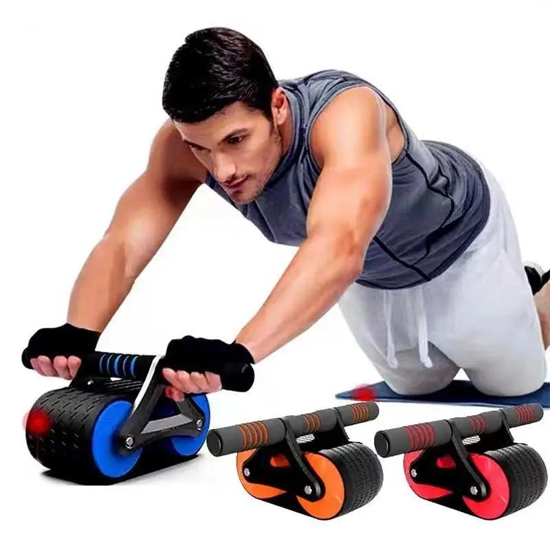 Double Wheel Abdominal Exerciser Women Men Automatic Rebound Ab Wheel Roller Waist Trainer Gym Sports Home Exercise Devices - WILKYs