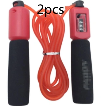 Rope skipping fitness rope with soft sponge handles and red 3m PVC cord.