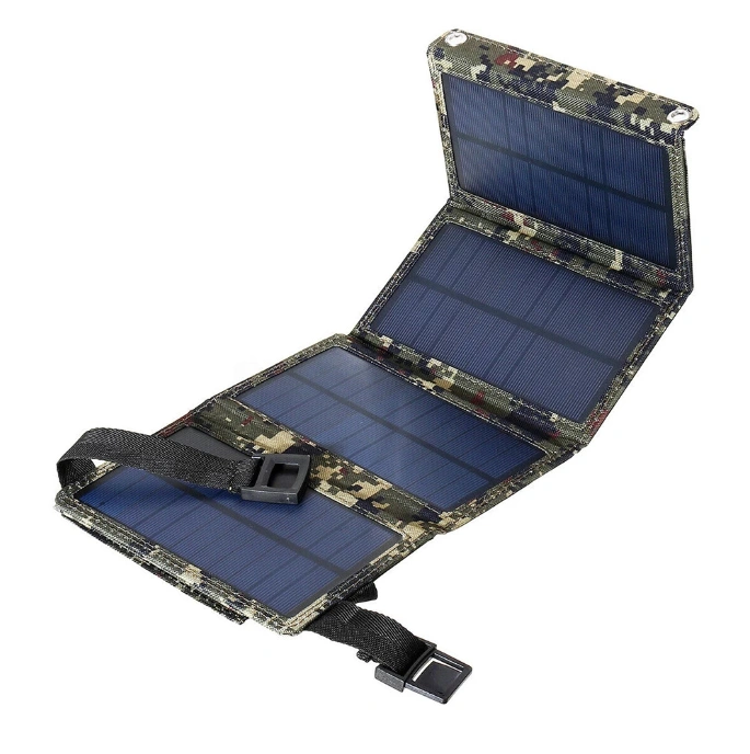 WILKYs0Foldable Solar Panel Is Portable
 Product information:
 
 Model: black, camouflage
 
 Input parameters: 10
 
 Output parameters: 10
 
 Charging current: 1 (A)
 
 Weight: 376 (g)
 
 Product certific