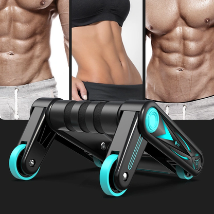 WILKYs0Abdominal Muscle Wheel Men's Home Fitness Equipment
 Brand: American brand NENGNAI
 
 Name: Multifunctional Abdominal Wheel
 
 Material: PP+NBR+TPR+metal pipe
 
 Color: black + lake blue
 
 Features a dual purpose + 