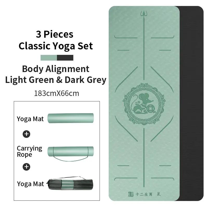 WILKYs0Zodiac Tpe Yoga Mat Widened Female Fitness Mat
 Product information:


 Material: TPE
 
 Thickness: 6/8 (mm)
 
 Product Category: Yoga Mat
 
 Specifications: 6MM, 8MM (cm)
 
 Pattern: Asana guide line


 


 Pac