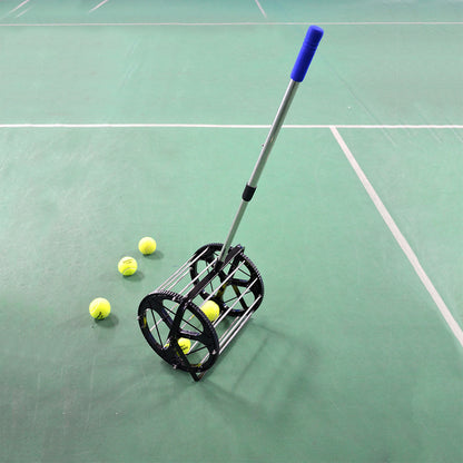 WILKYs0Tennis Ball Picker Pick Up Basket Tennis Trainer Recycler
 Overview:
 
 More convenient to collect without bending down rolling table tennis catcher.
 
 Large capacity, can hold 100-150 pcs balls one time.
 
 More durable 