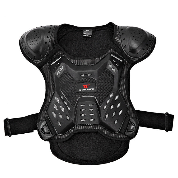 WILKYs0Chest Protection, Spine Protection, Night Armor, Sports Protective Gea
 
 Product Information:
 
 
 Protected parts: front chest and back
 
 Applicable sports: protective gear
 
 Colour: Black
 
 Material: shock-absorbing material EVA,