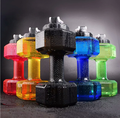 WILKYs0Portable Men And Women Water Injection Dumbbells
 Product information:
 
 Material: Food grade PETG


 Color: red, blue, black
 
 Capacity: 550ml product
 
 Weight: about 295g
 
 Size: 30*15cm


 


 Packing list: