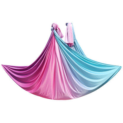 WILKYs0Home Color Gradient Aerial Yoga Hammock Fabric
 Product information:
 


 Fabric: High Density Nylon, good quality, comfortable and stretchy, perfect for yoga hammock swings.
 
 Size: 5m (5M x 2.8M). If you need