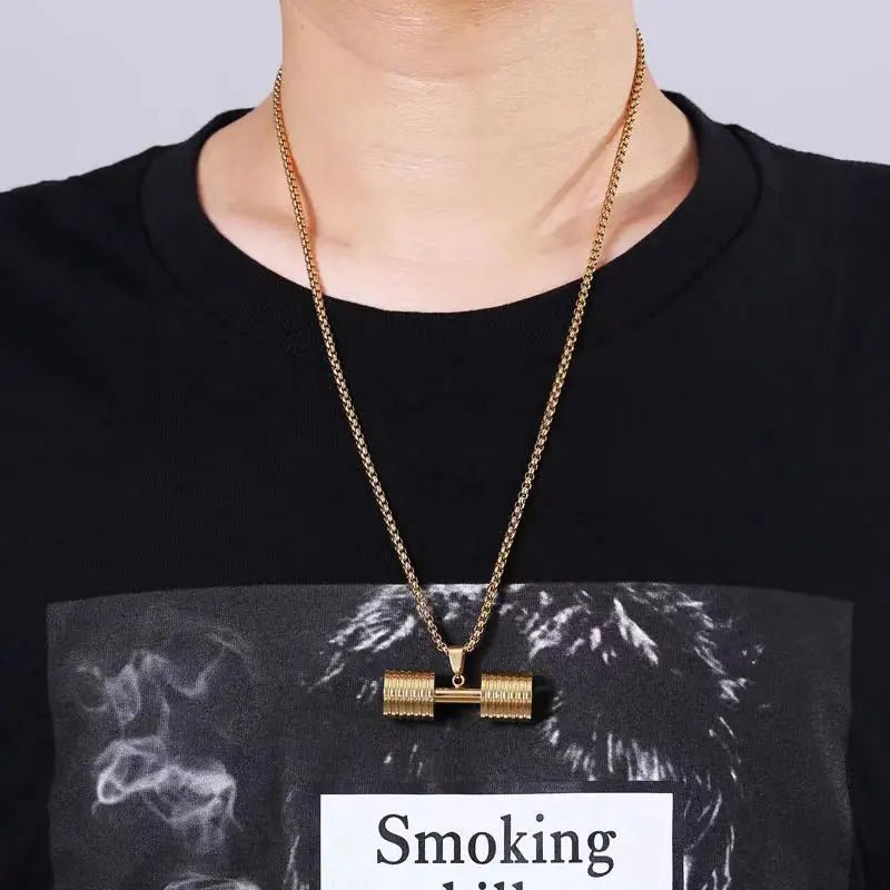 Fitness Dumbbell Pendant Necklace - Gym Jewelry - WILKYs