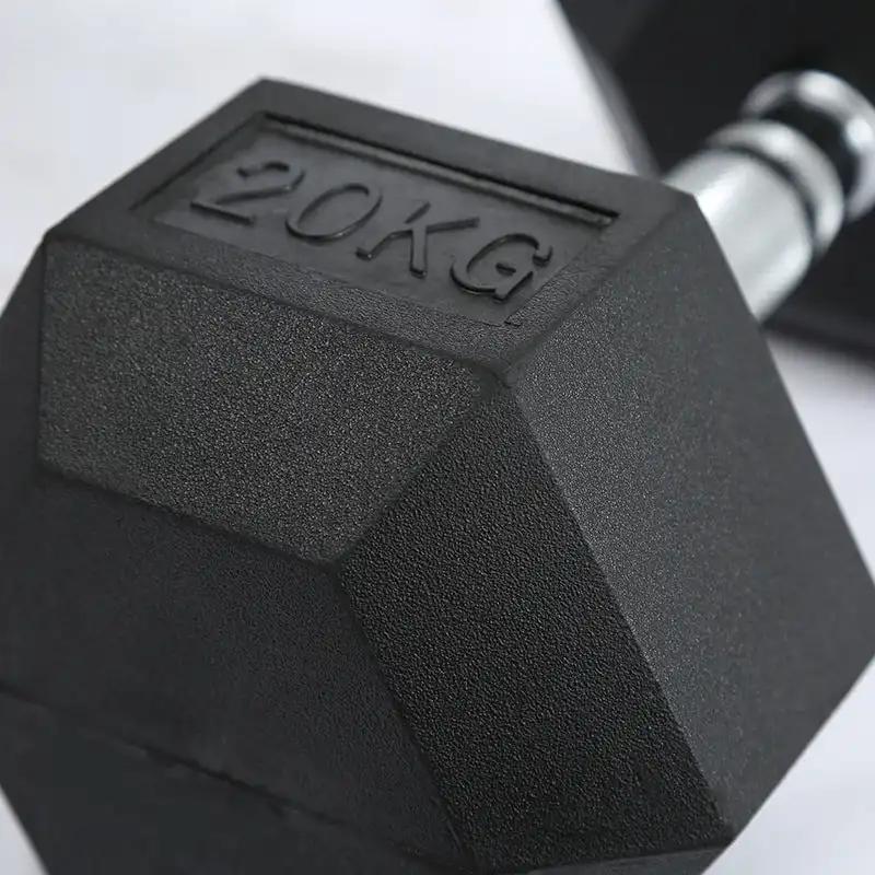 Fitness Hexagonal Rubberized Fixed Dumbbell - WILKYs