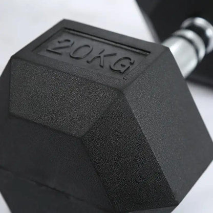 Fitness Hexagonal Rubberized Fixed Dumbbell - WILKYs