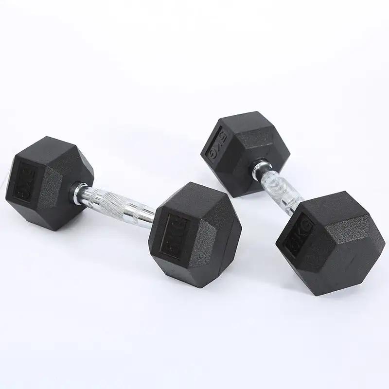 Fitness Hexagonal Rubberized Fixed Dumbbell - WILKYs