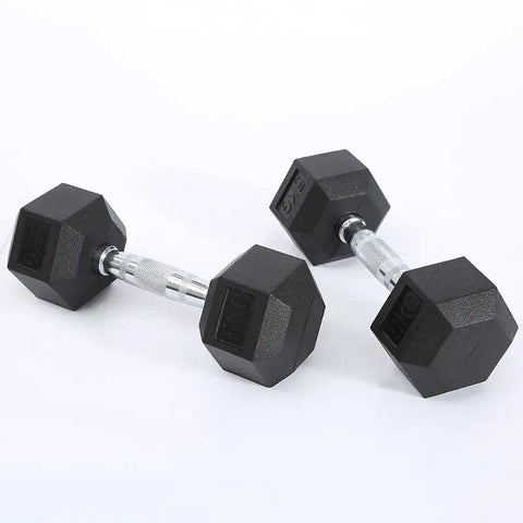 Fitness Hexagonal Rubberized Fixed Dumbbell - WILKYs